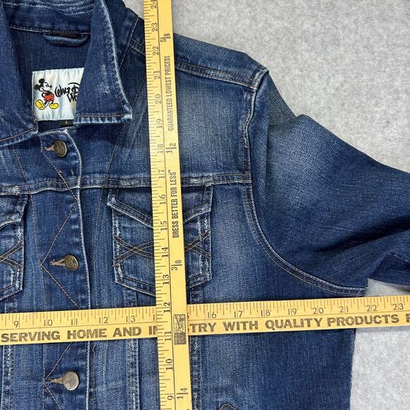 Disney World Denim Jacket Womens Large 50th Anniv Rhinestone Mickey Mouse Back - Picture 13 of 16